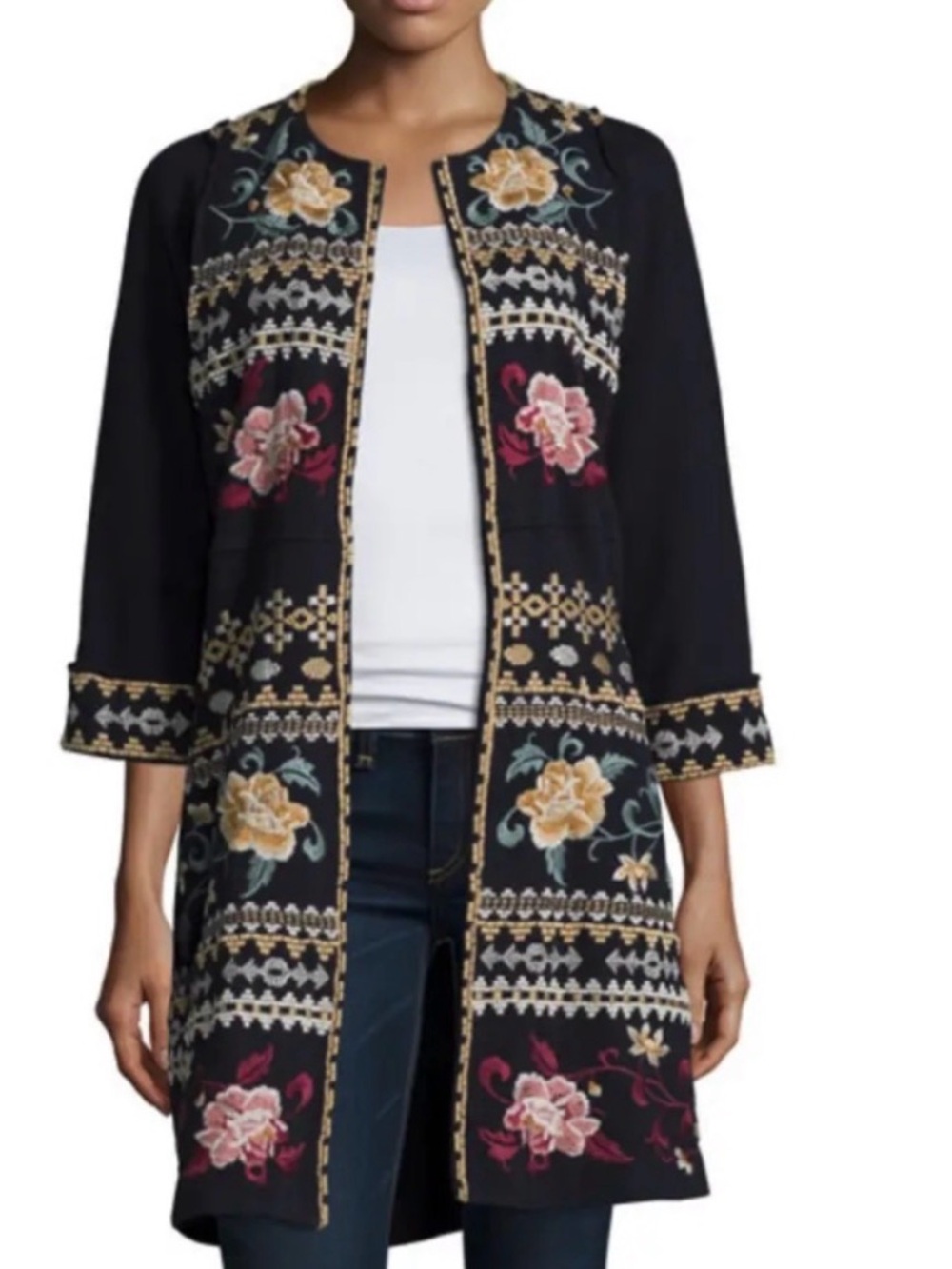 JOHNNY WAS Embroidered
ARALYN COAT Raw Seamed
Coat Cardigan JWLA S